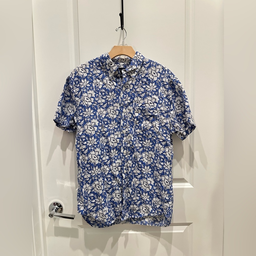 JCrew Factory Linen Blend Short Sleeve Button Down Shirt